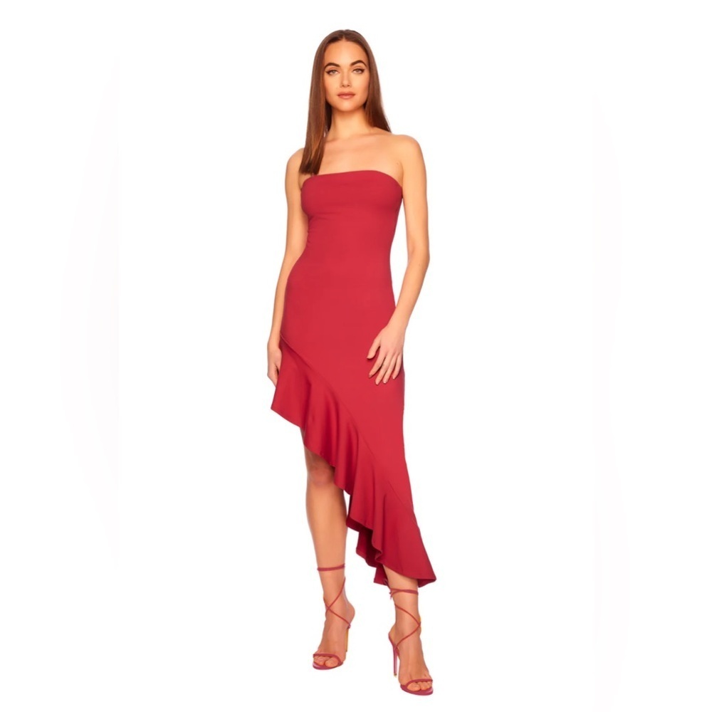 Susana Monaco Tube Asymmetrical Ruffle Dress (A10)